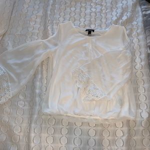 Cold Shoulder Blouse w/ Lace Detail